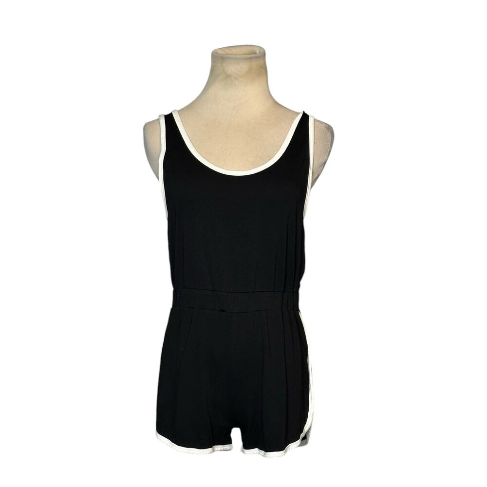 Asos black white trim sleeveless summer romper size 4